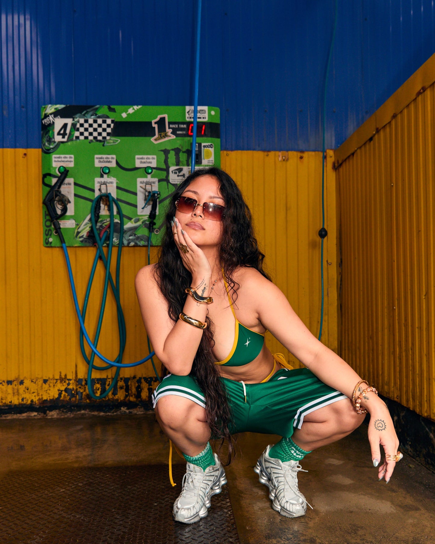 PHUKET Green Yellow Contrast Bikini Set